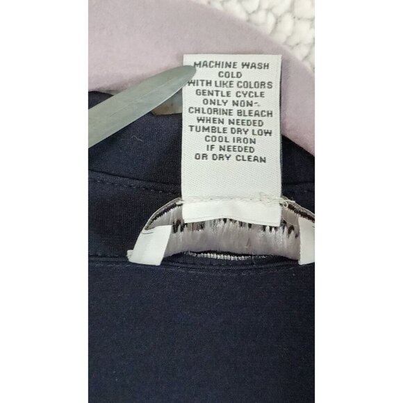 CARMEN Marc Valvo Womens Blouse Plus Size 3X Navy Blue Button Up Bling Stretch - Picture 8 of 16